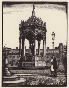 Cambridge : Trinity Fountain (gravure sur bois)