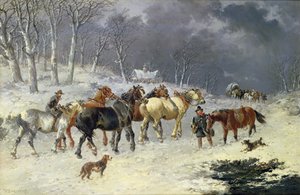 Chevaux dans la neige - John Frederick Herring Junior