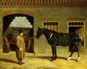 Un cheval de trait et son conducteur devant une écurie, 1827 - John Frederick Herring Senior