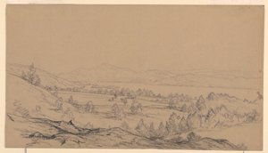 Dessin, lac George, New York, en regardant vers le nord-est, 1850-65 - John Frederick Kensett