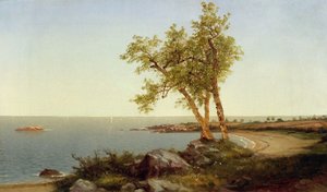 Ligne de rivage en été (huile sur toile)