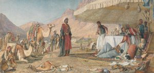 Un campement franc dans le désert du Mont Sinaï. 1842 - Le couvent de Sainte-Catherine au loin - John Frederick Lewis