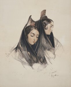 Filles de la Ronda, Andalousie, planche 11 de Sketches of Spain, gravé par Charles Joseph Hullmandel (1789-1850) publié en 1836 - John Frederick Lewis