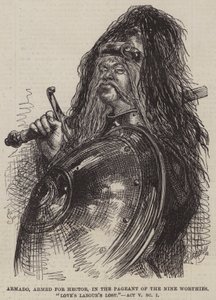 Armado, armé pour Hector, dans le cortège des Neuf Preux, Peines d