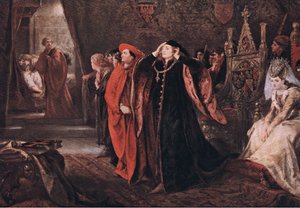 La mort de Gloucester (Le Roi Henri VI). Venez ici, gracieux souverain, voyez le corps, extrait des Œuvres complètes de William Shakespeare publié par J. Coker & Co Ltd