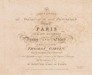 Une sélection de vingt des vues les plus pittoresques de Paris et de ses environs : Page de titre - John Girtin