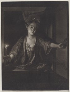 Fille avec une bougie - John Greenwood after Nicolaas Verkolje