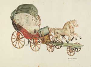 Calèche et chevaux, vers 1940