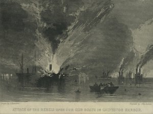 Attaque des rebelles sur nos canonnières dans le port de Galveston, vers 1863 - John Hamilton