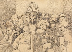 Personnages littéraires assemblés autour du médaillon de Shakespeare - John Hamilton Mortimer