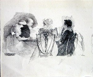 Une réunion à une table (détail) - John Harden
