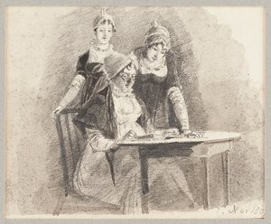 Trois à une table, un assis, 1807