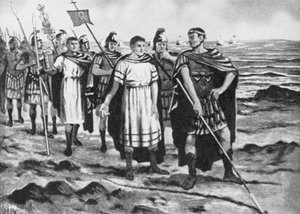 Constantin traçant les frontières de la nouvelle capitale (lithographie)