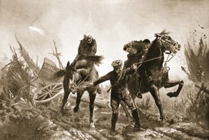 Driver Brown revenant avec des blessés à cheval depuis la ligne de tir