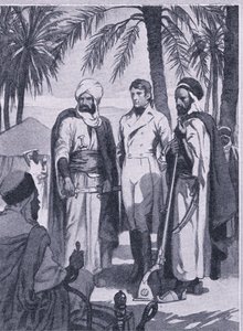 En 1853, David Livingstone avec un petit groupe de natifs entreprend un voyage de 1000 miles à travers marais et forêts, Newnes Pictorial Knowledge publié par Newnes, c.1950 - John Harris Valda