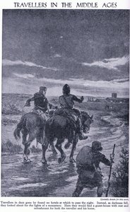 Voyageurs au Moyen Âge. Quand la nuit tombait, les voyageurs cherchaient les lumières d