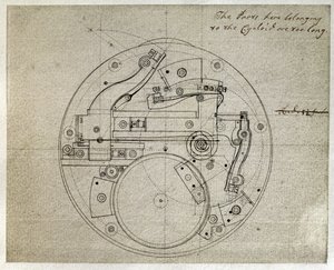 Dessin de la disposition du mouvement du chronomètre H4 par John Harrison, vers 1759 - John Harrison