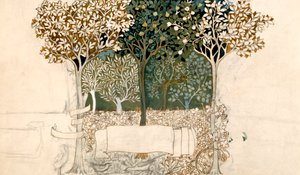 Arbres dans un verger, design de tapisserie pour Morris and Co.