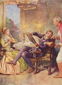 Katharina et Petruchio dans La Mégère apprivoisée de Histoires pour enfants de Shakespeare par Edith Nesbit (1858-1924) pub. par Raphael Tuck & Sons Ltd., Londres (illustration de livre)
