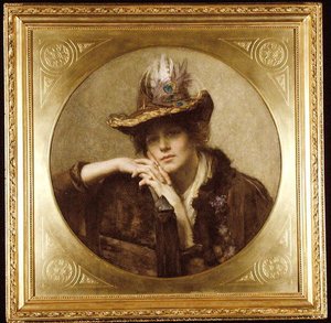 Femme au chapeau à plume de paon - John Henry Henshall