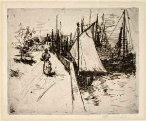 Femme sur le quai, Honfleur - John Henry Twachtman