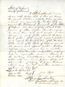 Serment de loyauté de John Hyde du Missouri, comté de St. Louis