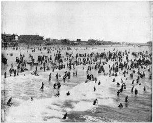 Plage à Atlantic City, New Jersey, USA, fin 19ème siècle