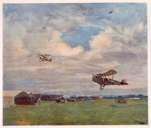 Un Aérodrome, des Artistes britanniques au Front, continuation du Front occidental, 1918