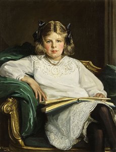 Portrait de Betty, assise aux trois quarts, lisant un livre