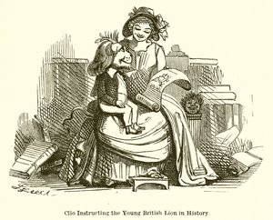 Clio instruisant le jeune lion britannique en histoire - John Leech