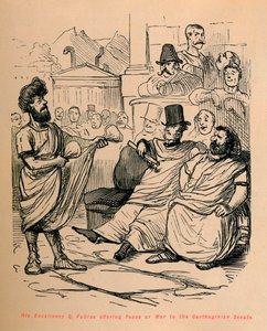 Son Excellence Q. Fabius offrant la paix ou la guerre au Sénat carthaginois, 1852 - John Leech
