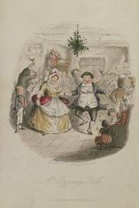 Le bal de Mr Fezzywig, illustration de Un chant de Noël par Charles Dickens, pub.1843