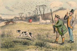 M. Jogglebury Crowdey avec son chien et son fusil, vers 1860