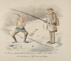 Le brochet est un poisson vorace et mord facilement en hiver - Vieux monsieur..., 1830-1864