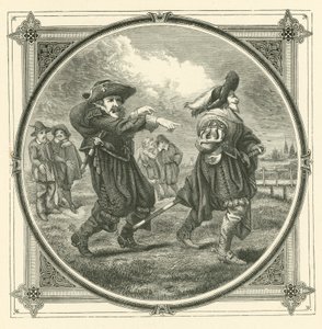 Le bossu ne voit pas sa propre bosse, mais il voit celle de son voisin (gravure)