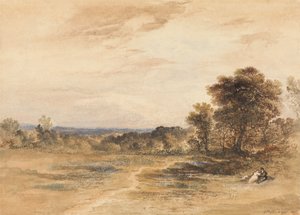 Paysage avec couple en cour