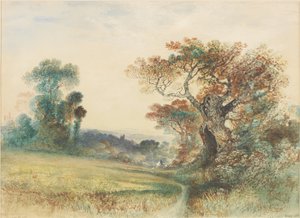 Paysage avec des figures sur un stile