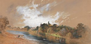 Les rives de la Tamise, en face de la villa de Pope - John Martin