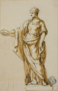 Figure féminine debout avec le bras droit levé