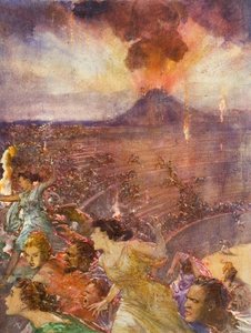 Éruption du Vésuve (gouache sur papier) - John Millar Watt