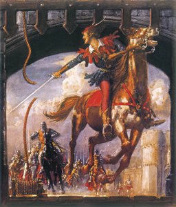 Robin des Bois poursuivi par des soldats normands - John Millar Watt