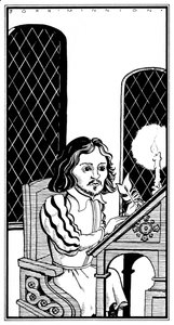 Thomas Tallis - caricature assis à son bureau - compositeur anglais - 30 janvier 1505 - 23 novembre 1585 - John Minnion