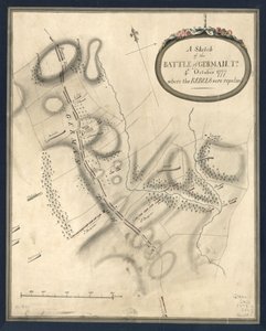 Une esquisse de la bataille de German. Tn, le 4 octobre 1777, où les rebelles ont été repoussés. Octobre 1777, où les rebelles ont été repoussés. LOC gm71000932