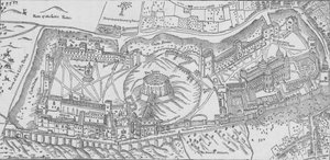 Vue de Windsor Castle par Norden, 1607, 1895