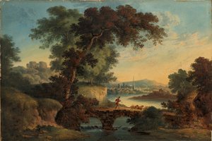 Paysage avec château et pont, vers 1808-20 - John Oldfield
