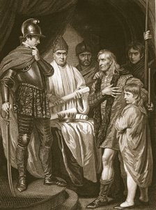Baliol rendant sa couronne à Édouard Ier, gravé par J. Parker, illustration de 