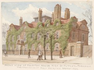 Vue de face de Fairfax House, Putney, Londres, la résidence du général Fairfax, 1887