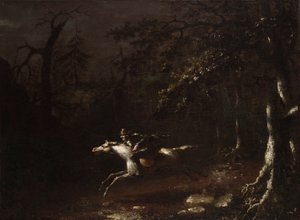Ichabod Crane fuyant le Cavalier sans tête