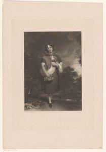Jeune femme avec une coiffe et un panier dans un paysage - John Richardson Jackson