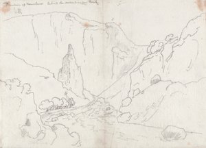 Fontaine de Vaucluse, derrière le rocher perpendiculaire - John Robert Cozens